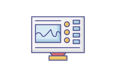 Oscilloscope Aygıt doğrusal renk simgesi, renk çizelgesi simgesi, vektör, piksel mükemmel simge