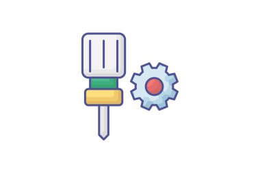 CNC Machine Aracı lineal renk simgesi, renk taslağı simgesi, vektör, piksel mükemmel simge