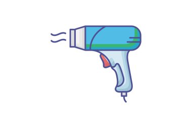 Isı Silahı Aracı çizgi simgesi, renk dış hat simgesi, vektör, piksel mükemmel simge