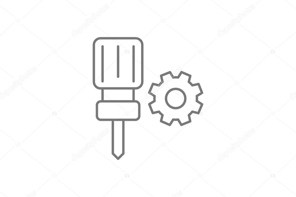 CNC Machine Tool grey thin line icon, 1px stroke icon, outline icon, vector, pixel perfect icon