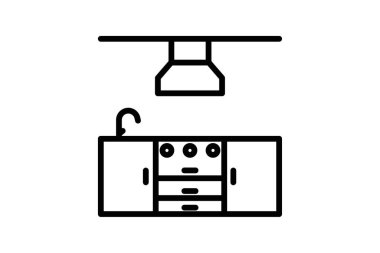 Mutfak siyah ana hatları simgesi ana hatları simgesi, piksel mükemmel
