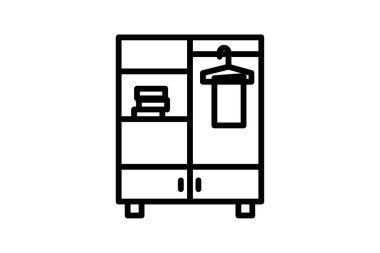 Dolap siyah dış hat simgesi ana hat simgesi, piksel mükemmel