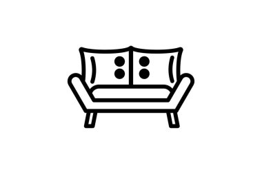 Kanepe siyah dış hat simgesi dış hat simgesi, piksel mükemmel