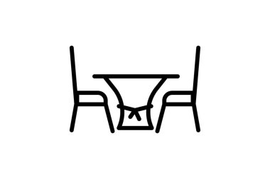 Yemek masası ana hatları simgesi ana hatları simgesi, piksel mükemmel