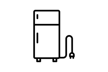 Buzdolabı siyah dış hat simgesi dış hat simgesi, piksel mükemmel