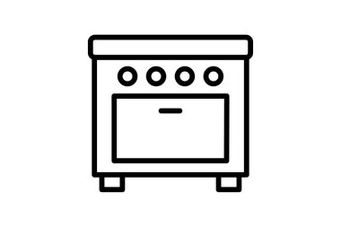 Fırın siyah taslak simgesi ana hatları simgesi, piksel mükemmel