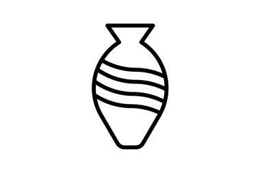Çiçek Vazosu siyah taslak simgesi dış hat simgesi, piksel mükemmel