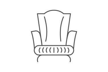 Koltuk gri ince çizgi simgesi dış hat simgesi, piksel mükemmel