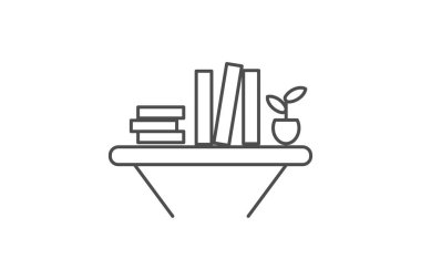 Kitaplık gri ince çizgi simgesi dış hat simgesi, piksel mükemmel