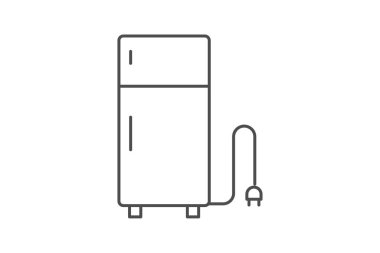 Buzdolabı gri ince çizgi simgesi dış hat simgesi, piksel mükemmel