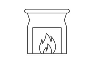 Şömine gri ince çizgi simgesi dış hat simgesi, piksel mükemmel