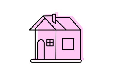 Ev rengi gölge çizgisi simgesi ana hatları simgesi, piksel mükemmel