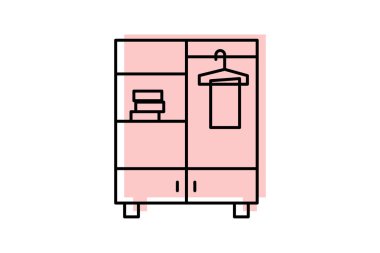 Dolap rengi gölge çizgisi simgesi dış hat simgesi, piksel mükemmel