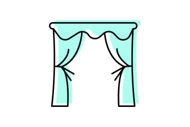 Perde rengi gölge çizgisi simgesi dış hat simgesi, piksel mükemmel