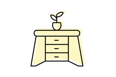 Nightstand renk gölge çizgi simgesi dış hat simgesi, piksel mükemmel