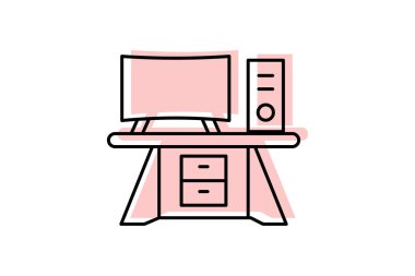 Masa rengi gölge çizgisi simgesi dış hat simgesi, piksel mükemmel