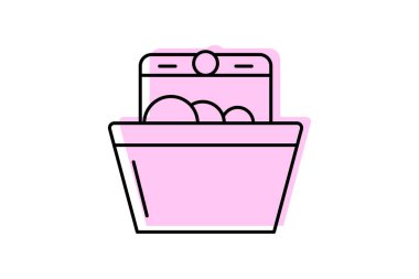 Bulaşık makinesi renk gölge çizgisi simgesi dış hat simgesi, piksel mükemmel