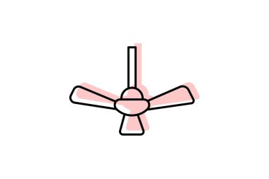 Tavan Pervanesi renk çizgisi simgesi dış hat simgesi, piksel mükemmel