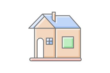 Ev muhteşem renk simgesi ana hatları simgesi, piksel mükemmel