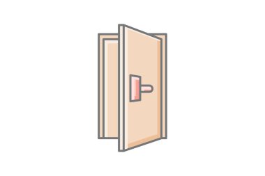 Ön kapı muhteşem çizgisel renk simgesi dış hat simgesi, piksel mükemmel