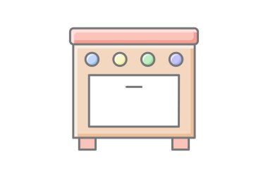 Fırın muhteşem renk simgesi ana hatları simgesi, piksel mükemmel