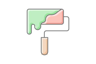 Roller 'ı boya harika bir çizgi rengi simgesi ana hatları simgesi, piksel mükemmel