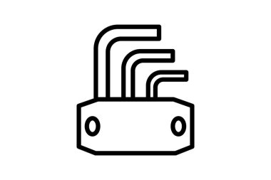 Allen Wrench siyah dış hat simgesi, vektör, piksel mükemmel, illüstratör dosyası