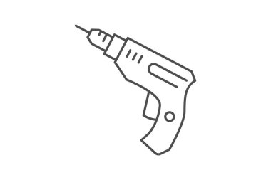 Matkap gri ince çizgi simgesi, vektör, piksel mükemmel, illüstratör dosyası