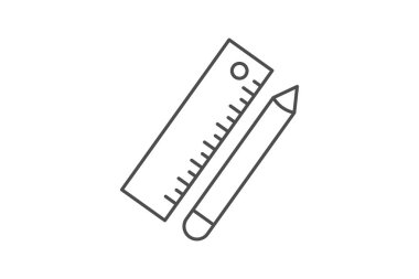 Cetvel gri ince çizgi simgesi, vektör, piksel mükemmel, illüstratör dosyası