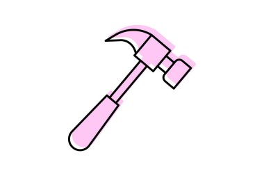 Çekiç rengi gölge çizgisi simgesi, vektör, piksel mükemmel, illüstratör dosyası