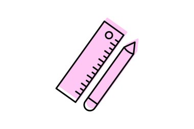 Cetvel renk gölge çizgisi simgesi, vektör, piksel mükemmel, illüstratör dosyası