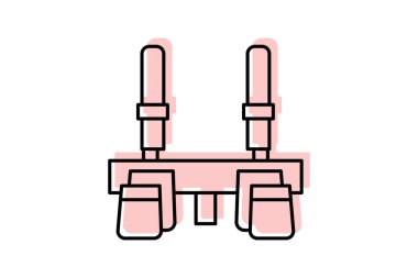 Solunum Maskesi renk gölge çizgisi simgesi, vektör, piksel mükemmel, illüstratör dosyası