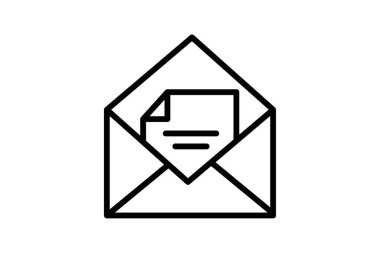 Newsletter siyah dış hat simgesi, vektör, piksel mükemmel, illüstratör dosyası