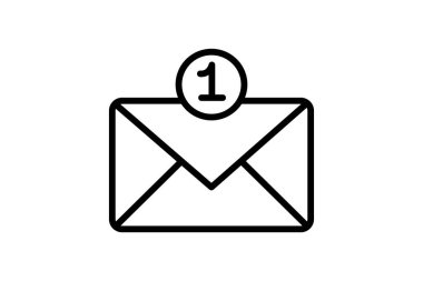 E- posta siyah dış hat simgesi, vektör, piksel mükemmel, illüstratör dosyası