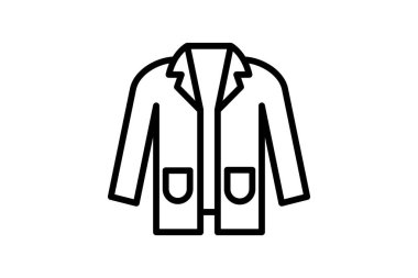 Laboratuvar Önlüğü siyah dış hat simgesi, vektör, piksel mükemmel, illüstratör dosyası