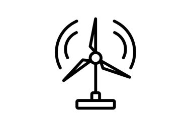 Rüzgar Gücü siyah dış hat simgesi, vektör, piksel mükemmel, illüstratör dosyası