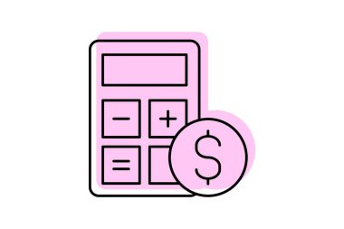 Hesap makinesi renk gölge çizgisi simgesi, vektör, piksel mükemmel, illüstratör dosyası