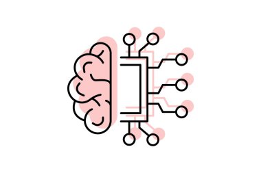 Yapay Zeka renk gölge çizgisi simgesi, vektör, piksel mükemmel, illüstratör dosyası