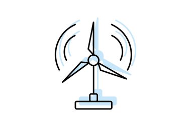 Rüzgar Gücü renk gölge çizgisi simgesi, vektör, piksel mükemmel, illüstratör dosyası