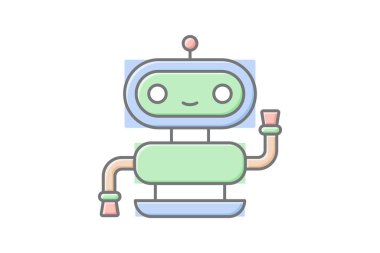 Robot muhteşem çizgi renk simgesi, vektör, piksel mükemmel, illüstratör dosyası