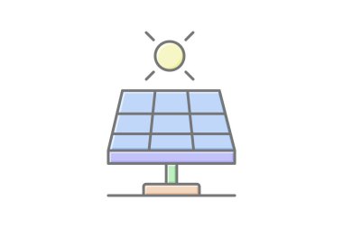 Güneş enerjisi muhteşem doğrusal renk simgesi, vektör, piksel mükemmel, illüstratör dosyası