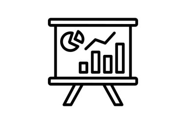 Grafik Sunumu siyah dış hat simgesi, vektör, piksel mükemmel, illüstratör dosyası