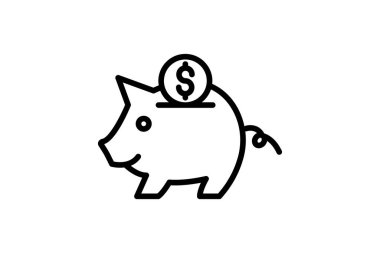 Piggy Bank siyah dış hat simgesi, vektör, piksel mükemmel, illüstratör dosyası