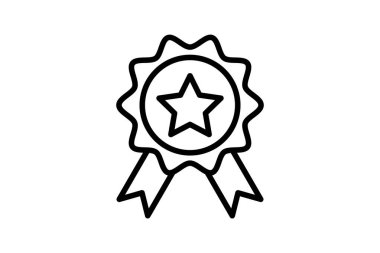 Rozet siyah dış hat simgesi, vektör, piksel mükemmel, illüstratör dosyası