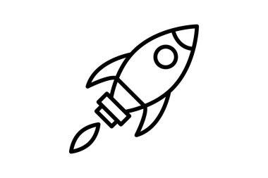 Rocket siyah dış hat simgesi, vektör, piksel mükemmel, illüstratör dosyası