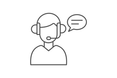 destek hattı gri ince çizgi simgesi, vektör, piksel mükemmel, illüstratör dosyası