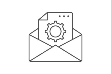 E- posta Ayarları gri ince çizgi simgesi, vektör, piksel mükemmel, illüstratör dosyası