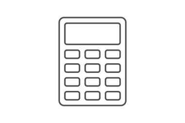 Hesaplayıcı gri ince çizgi simgesi, vektör, piksel mükemmel, illüstratör dosyası