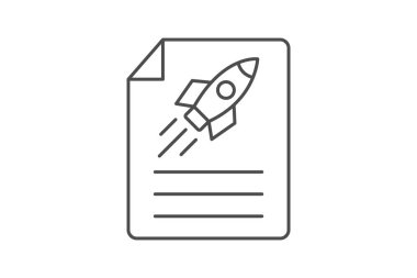 Başlangıç Proje Belgesi İnce çizgi simgesi, vektör, piksel mükemmel, illüstratör dosyası