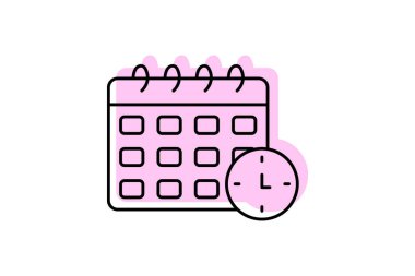 Olay Takvimi renk gölge çizgisi simgesi, vektör, piksel mükemmel, illüstratör dosyası